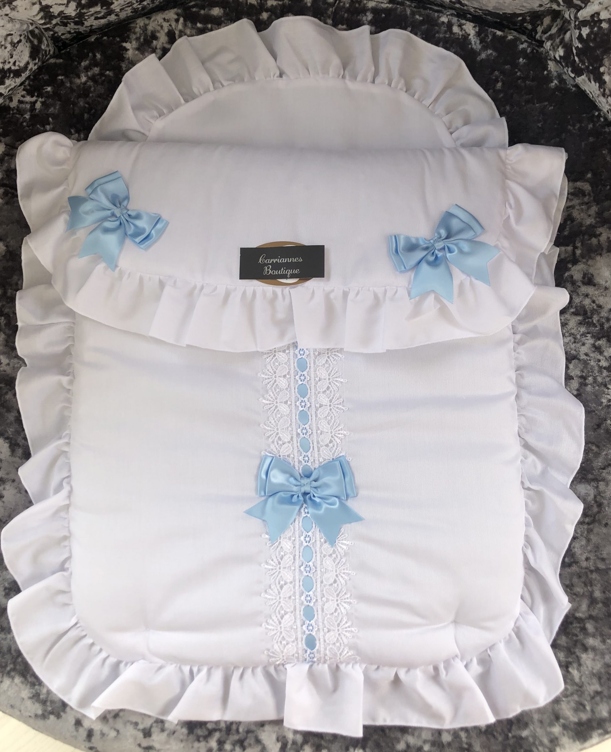 Kinder Baby Boy Blue Spanish Style Romany Pram Set Quilt & Pillow Case 
