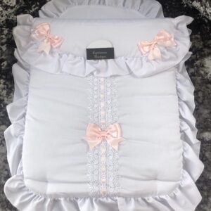 Pram quilt set pillowcase spanish style bows lace