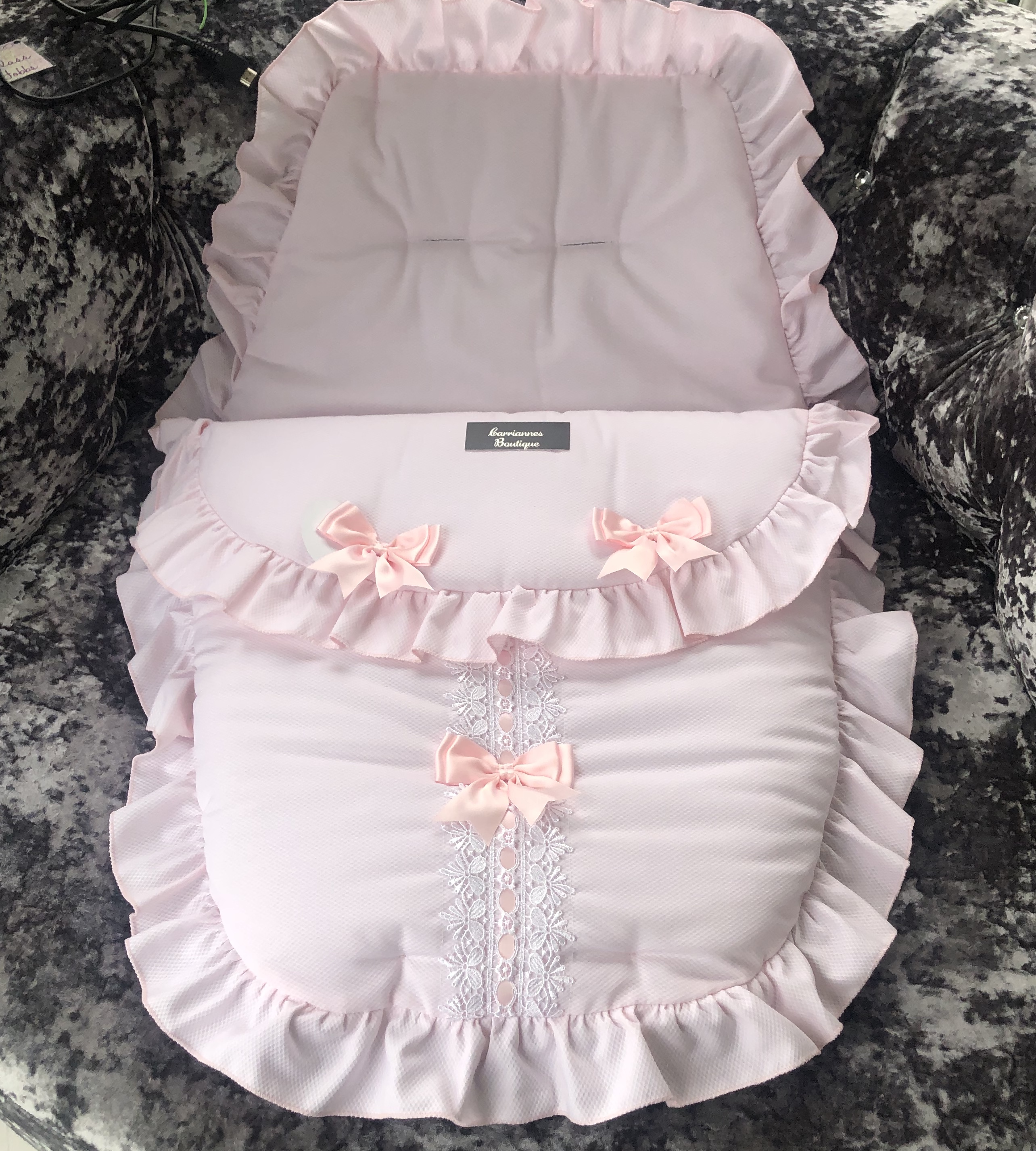 Frilly Car Seat Foot Muff Cozy Toes Pink 