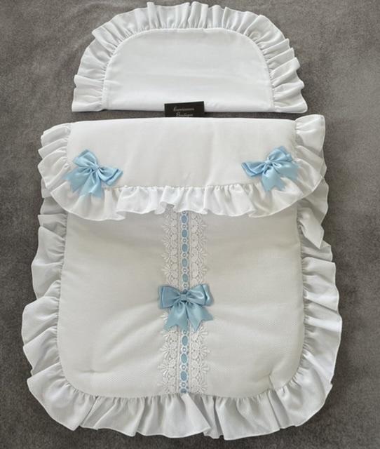 White Blue Bow Pram Set - Carrianne's Boutique