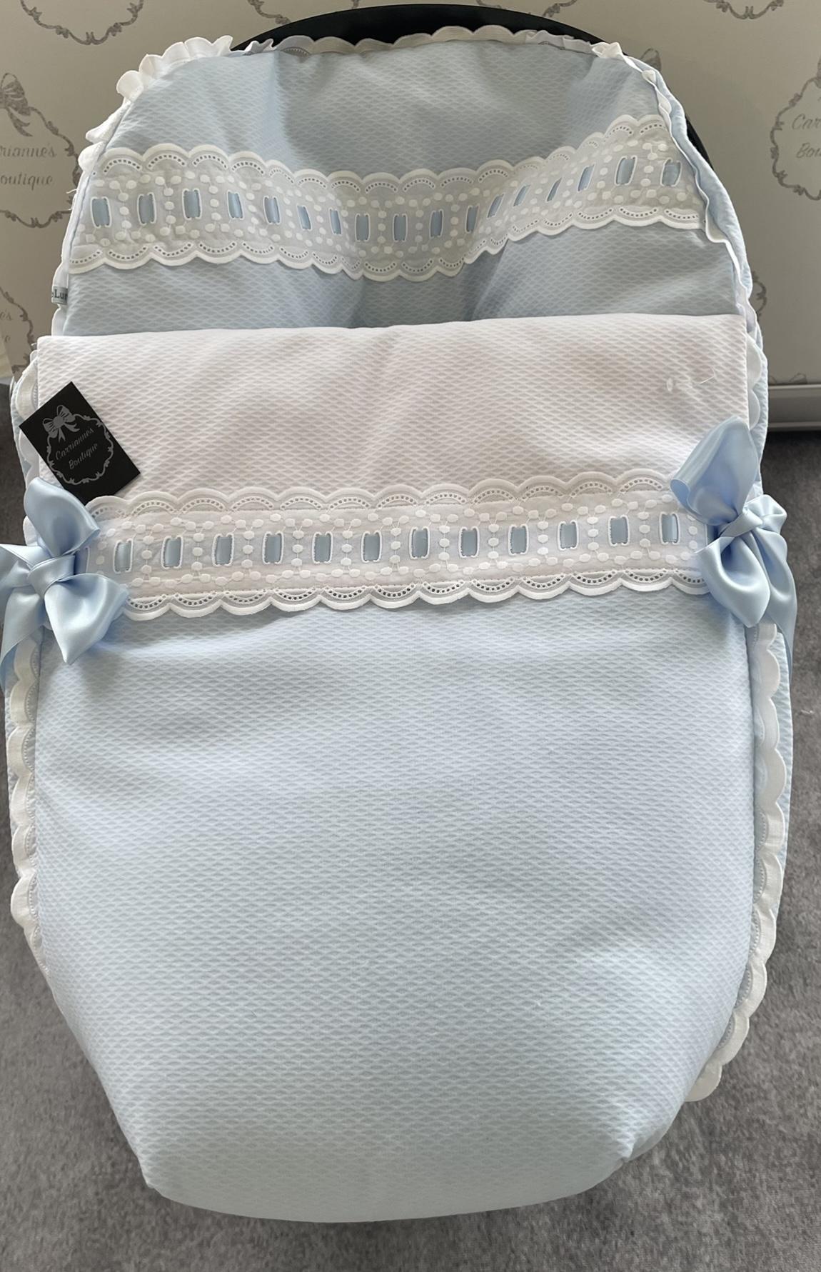 Blue Spanish Car Seat Cosy Foot Muff - Carrianne's Boutique