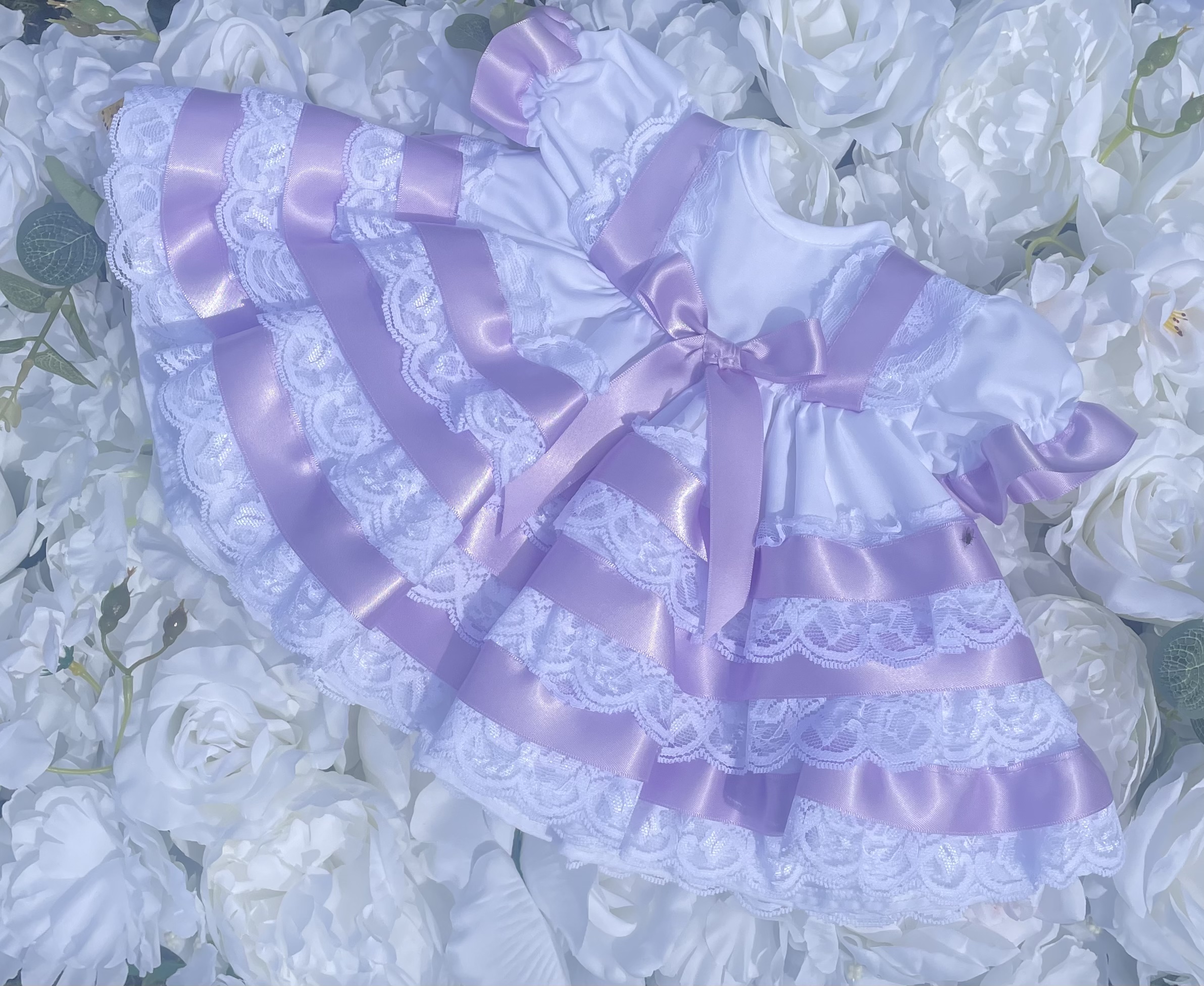 Lilac Traditional Baby Frilly Lace Dress Carriannes Boutique