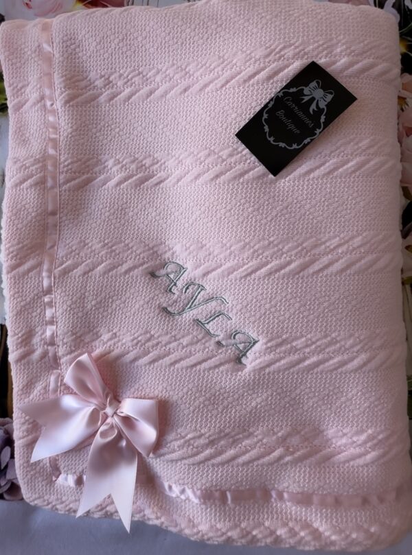 Personalised pink baby newborn blanket