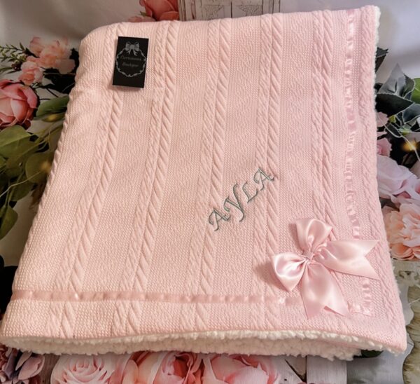 Pink baby personalised blanket