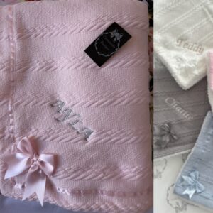 Baby blankets pink blue grey white