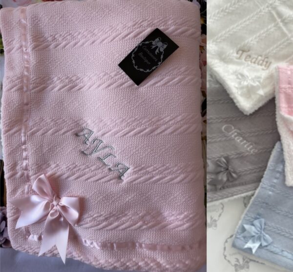 Baby blankets pink blue grey white