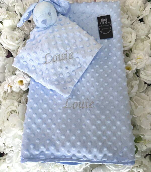 Blue personalised baby blanket