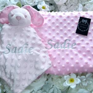 Personalised baby pink blanket comforter