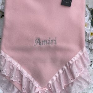 Pink baby blanket frilly edge
