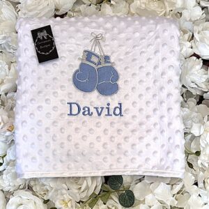 Boxing glove personalised baby blanket