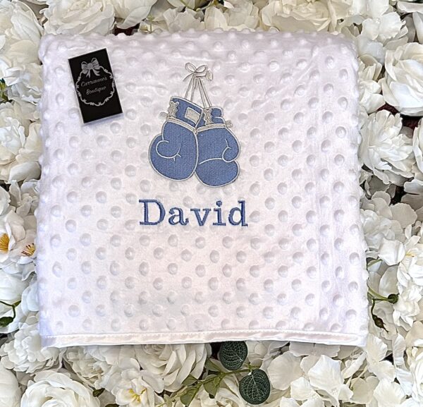 Boxing glove personalised baby blanket