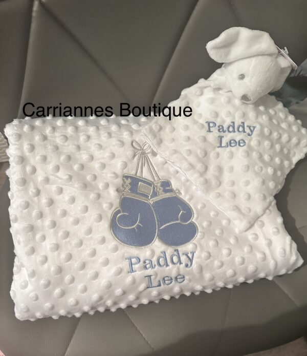 Personalised baby blanket embroidery boxing glove