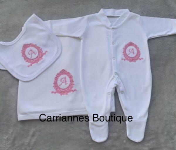 Newborn baby hospital set babygrow Sleepsuit bib sheet