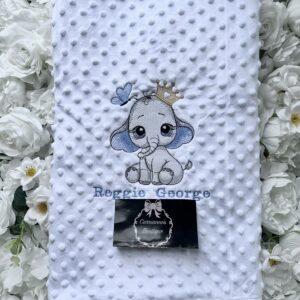 Baby elephant embroidery blanket personalised