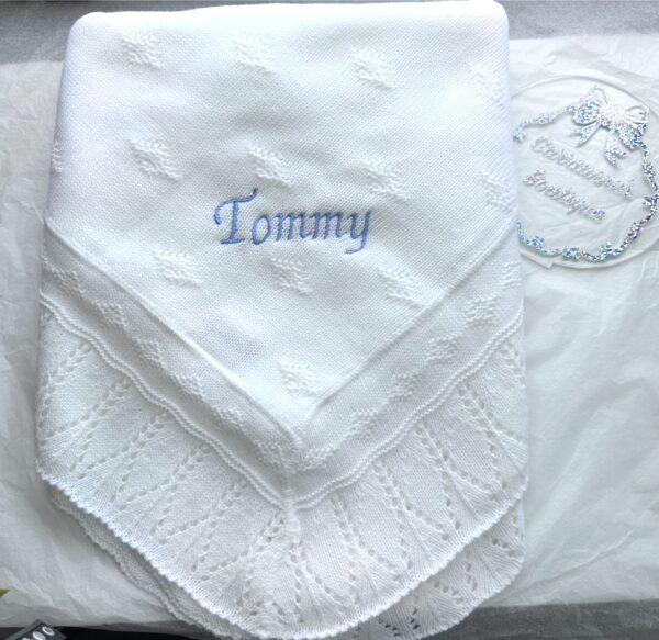 Personalised baby boy what shawl blanket