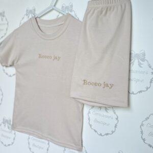 Personalised embroidery name short set boys clothes
