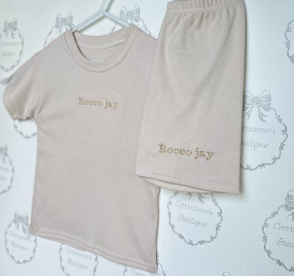 Personalised embroidery name short set boys clothes